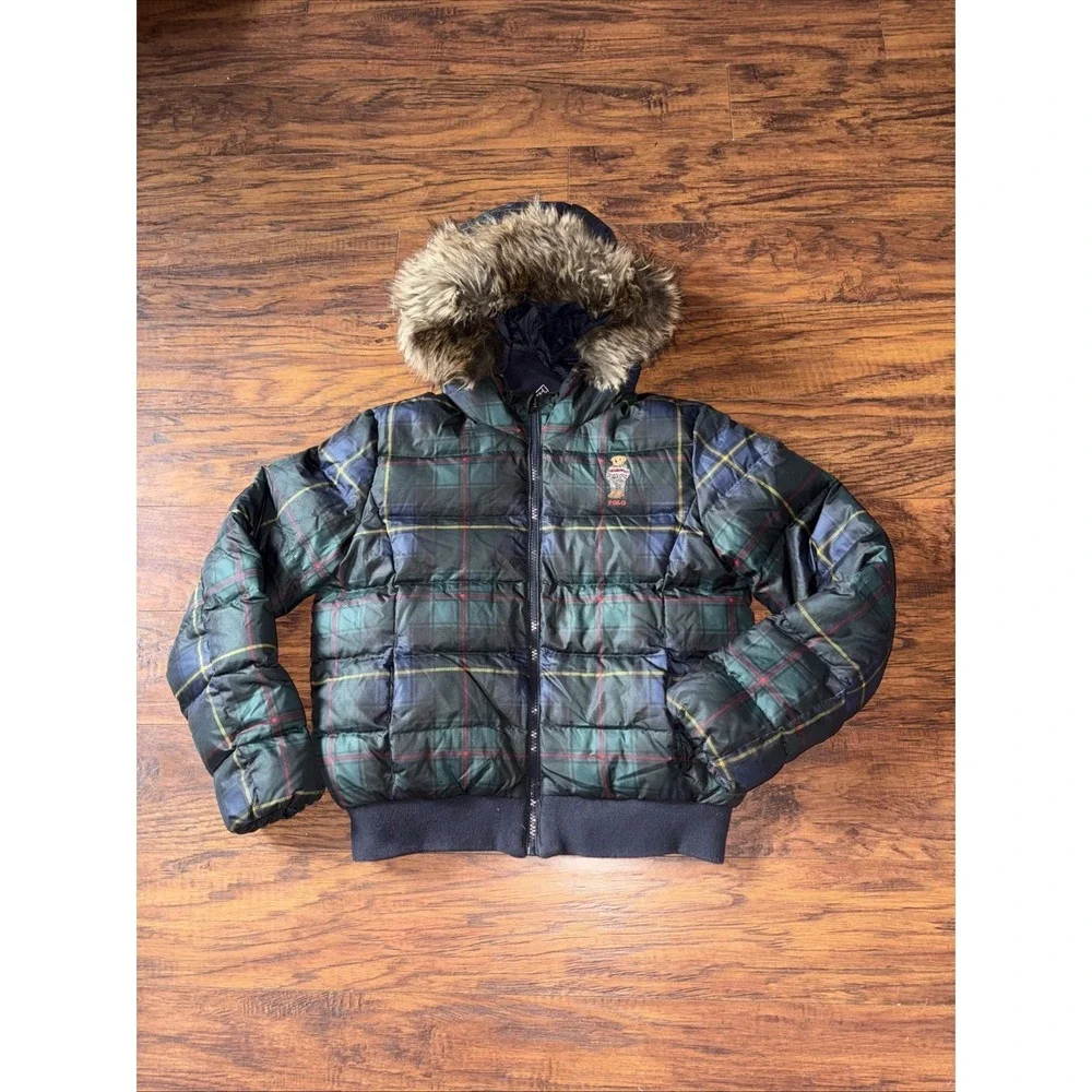 Polo Ralph Lauren Kids Plaid Water Resistant Down Jacket - Large (12-14)